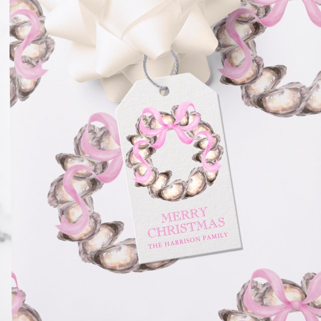 Étiquettes-cadeau Grotte de l'huître côtière de Preppal Noël (Créateur téléchargé)