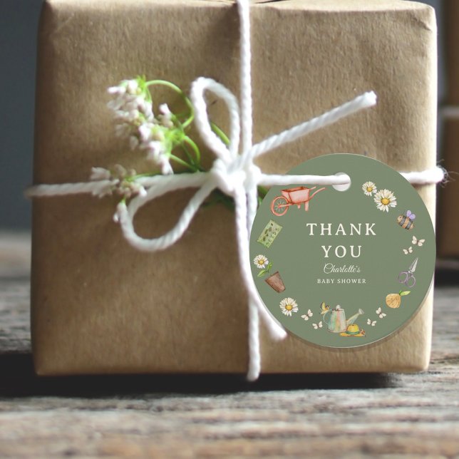 Étiquettes Cadeau Growing with Love Round Thank You Round (Créateur téléchargé)