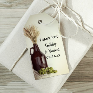 Étiquettes-cadeau Growler, Hops and Wheat Brewery Wedding Favor Tags