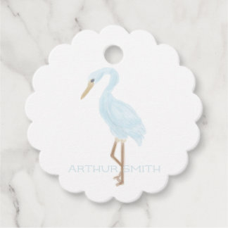 Étiquettes Cadeau Grue bleue à l'aquarelle