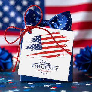 Étiquettes Cadeau Grunge American Flag Happy 4 juillet ID1104