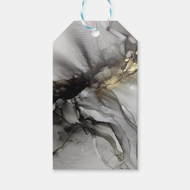 Étiquettes-cadeau Grunge d'or noir unique (Devant)
