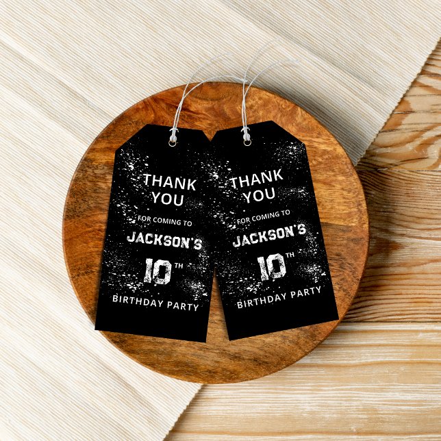 Étiquettes-cadeau Grunge éclaboussures de peinture noir et blanc Mer (Grunge Paint Splatter Black Thank You Tags
)