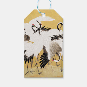 Étiquettes-cadeau Grupe de grues japonaises Vintage Oiseau Riche Cla