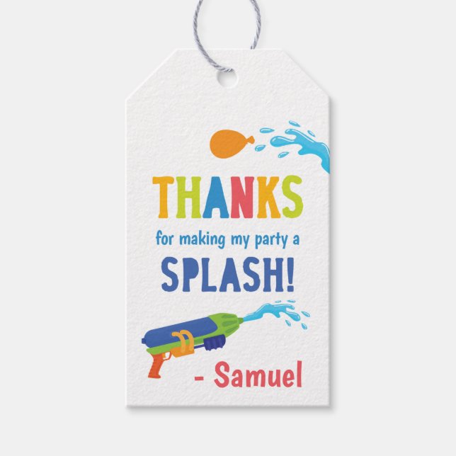 Étiquettes-cadeau Guerre de l'eau Anniversaire Merci Favoriser (Devant)