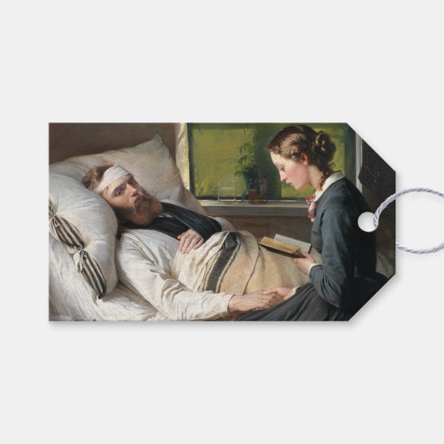 Étiquettes-cadeau Guerrier blessé (par Elisabeth Jerichau-Baumann) (Devant (Horizontal))