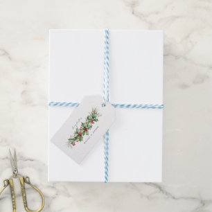 Étiquettes-cadeau Guirlande de Noël Holly classique avec baies