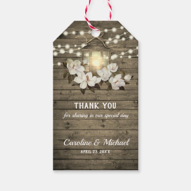 Étiquettes-cadeau Guirlande lumineuse de lanternes en bois rustique  (Devant)