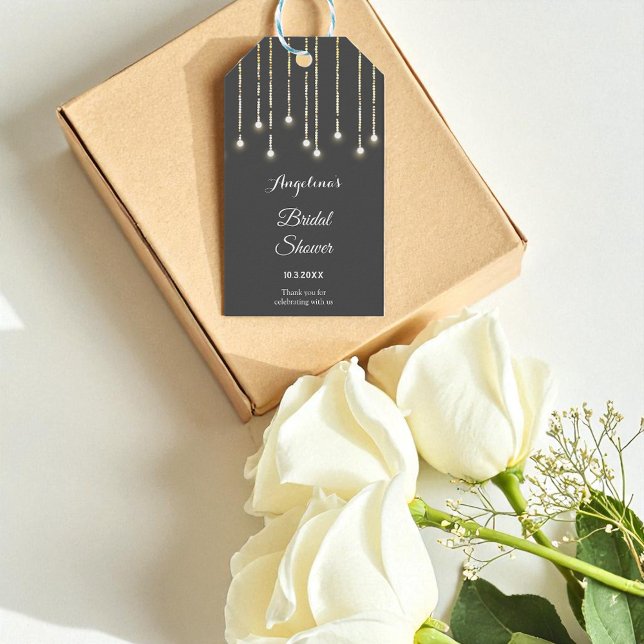 Étiquettes-cadeau Guirlande lumineuse de mariage noir et blanc  (Créateur téléchargé)