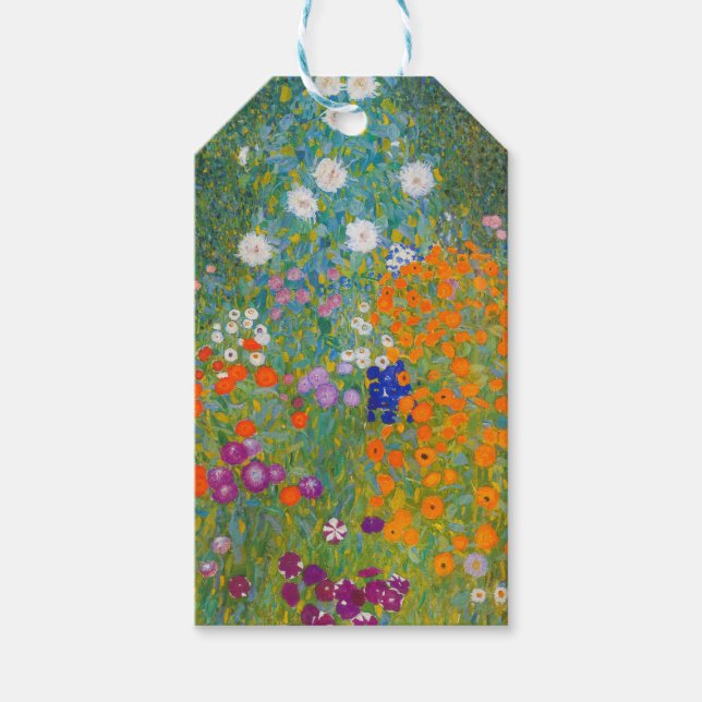 Étiquettes-cadeau Gustav Klimt - Jardin des fleurs (Devant)