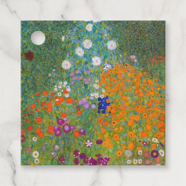 Étiquettes Cadeau Gustav Klimt - Jardin des fleurs (Devant)