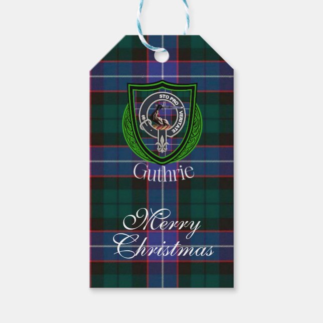 Étiquettes-cadeau Guthrie Scottish Clan Tartan & Crest (Devant)