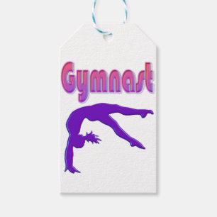 Étiquettes-cadeau Gymnaste Power Tumbling Purple Metallen