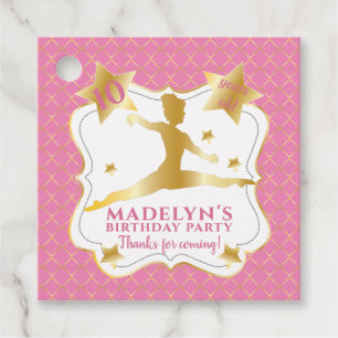 Étiquettes Cadeau Gymnaste rose Gymnastique Anniversaire Fille Merci