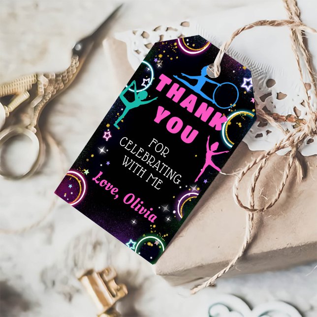 Étiquettes-cadeau Gymnastique Jump Jouer Merci d'anniversaire (Créateur téléchargé)