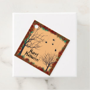 Étiquettes Cadeau Halloween Arbres Éffrayants Araignées pendantes Pe