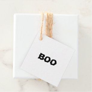 Étiquettes Cadeau Halloween Boo noir et blanc éffrayant blanc