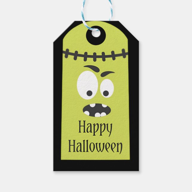 Étiquettes-cadeau Halloween branché et heureux cadeau funky Hallowee (Devant)