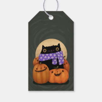Étiquettes-cadeau Halloween Chat Noir Saison Automne Heureux Hallowe
