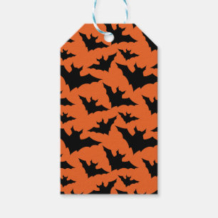Étiquettes-cadeau Halloween chauves-souris noires orange cool éffray
