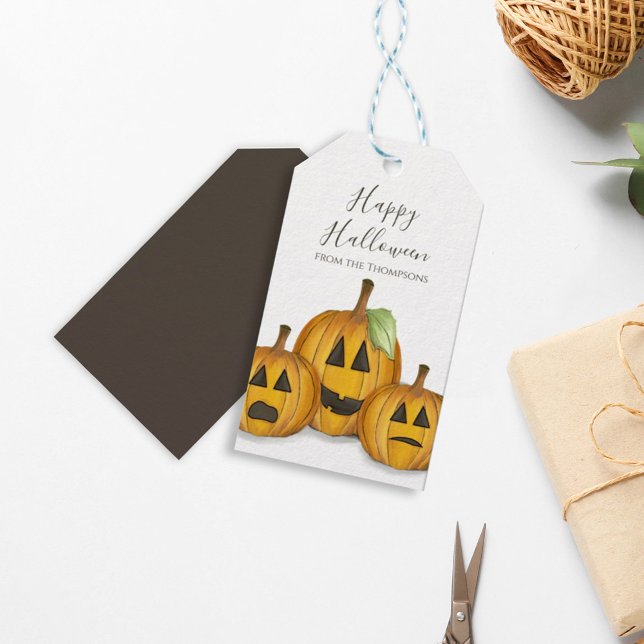 Étiquettes-cadeau Halloween Citrouilles Mignonnes Jack O'lanterns (Créateur téléchargé)