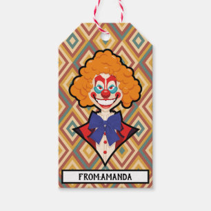 Étiquettes-cadeau Halloween Clown Éffrayant Retro Déplaisant Coloré