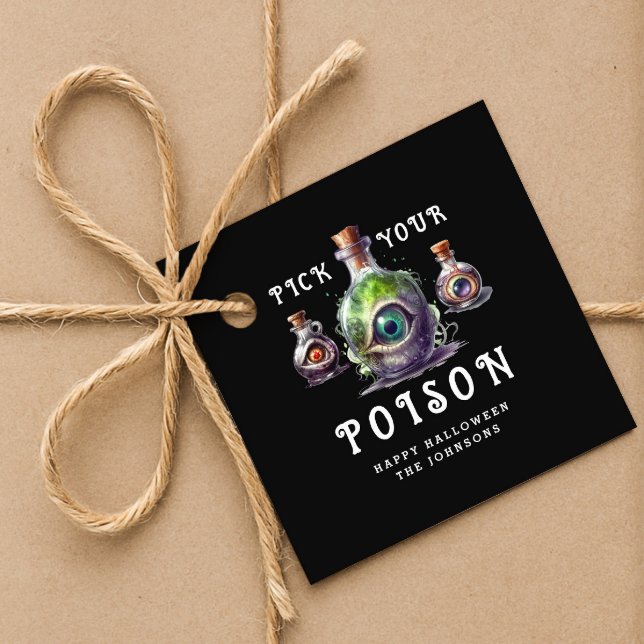 Étiquettes Cadeau Halloween Cocktail Party Choisissez votre poison (Halloween Cocktail Party Pick Your Poison Favor Tags
)