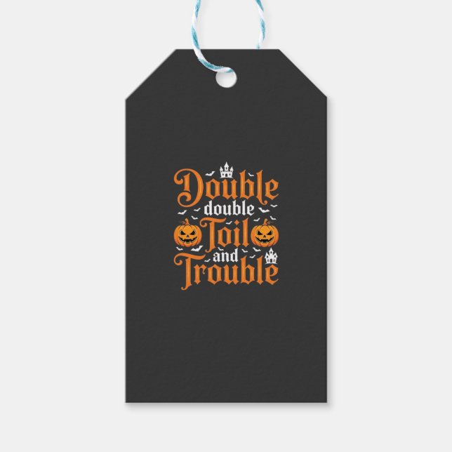 Étiquettes-cadeau Halloween Double Double Mal et Malheur_1 (Devant)