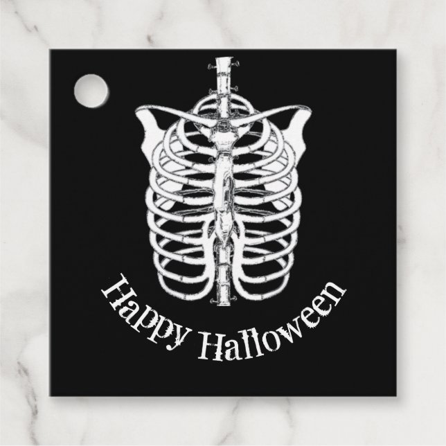 Étiquettes Cadeau Halloween Éffrayant effrayant Skeleton Party Favor (Devant)