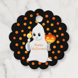 Étiquettes Cadeau Halloween fantôme et citrouille