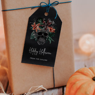 Étiquettes-cadeau Halloween florale tropicale