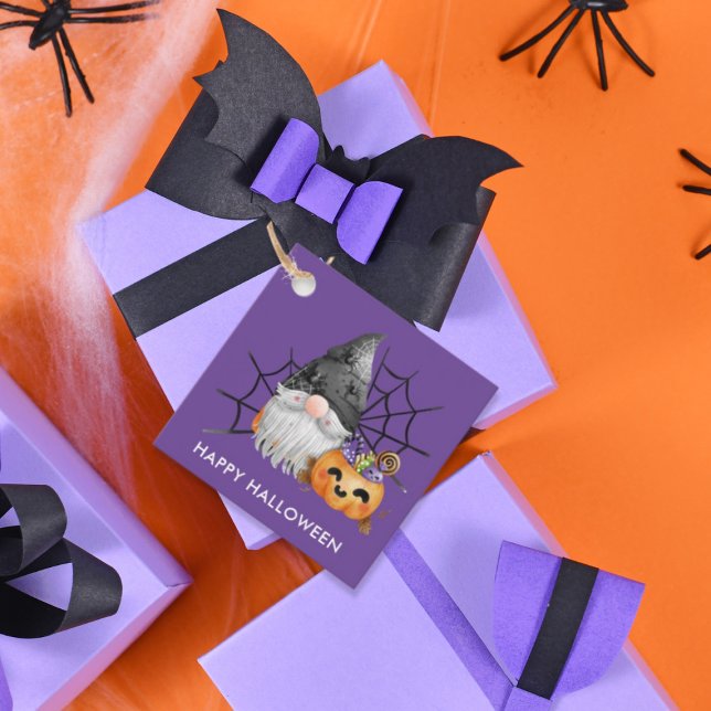 Étiquettes Cadeau Halloween Gnome Trick ou traitement (Créateur téléchargé)