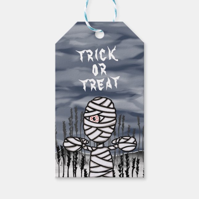 Étiquettes-cadeau Halloween Horreur Déplaisant maman Trump ou traite (Devant)