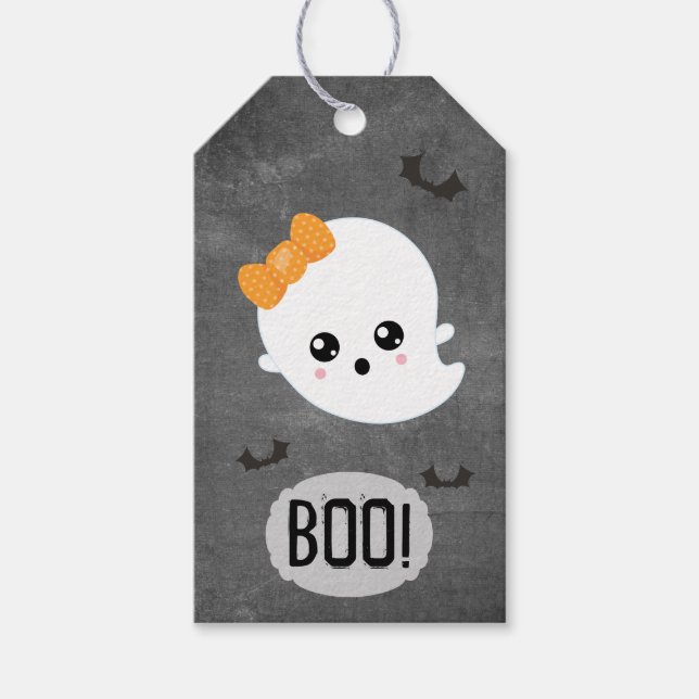 Étiquettes-cadeau Halloween Kawaii Ghost (Devant)