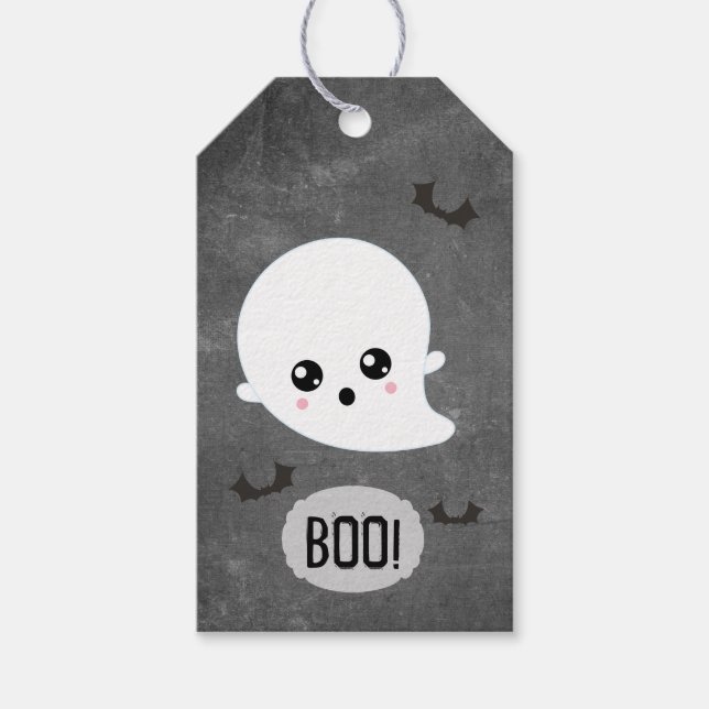 Étiquettes-cadeau Halloween Kawaii Ghost (Devant)