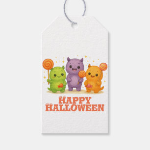 Étiquettes-cadeau Halloween Kawaii Monsters & Lollipops