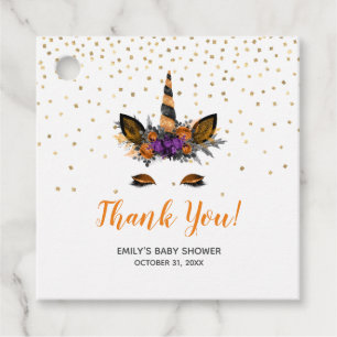 Étiquettes Cadeau Halloween Licorne Orange Remerciements Baby Shower