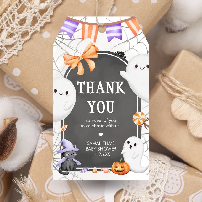 Étiquettes-cadeau Halloween Little Boo Ghost Baby shower Favoriser T (Halloween A Little Boo is Almost Due Ghost Baby Shower Favor Tags)