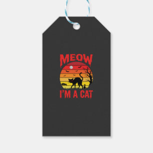 Étiquettes-cadeau Halloween Meow Je suis un chat Rétro Coucher de so