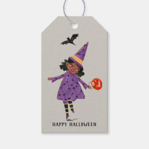 Étiquettes-cadeau Halloween mignon gris et violet Trick and Treat
