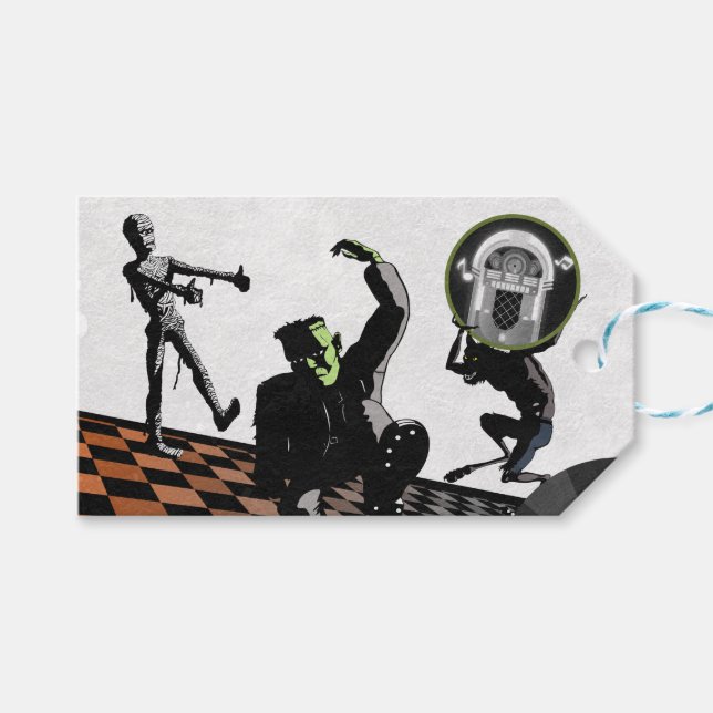 Étiquettes-cadeau Halloween Monsters Monster Bash Costume Party (Devant (Horizontal))