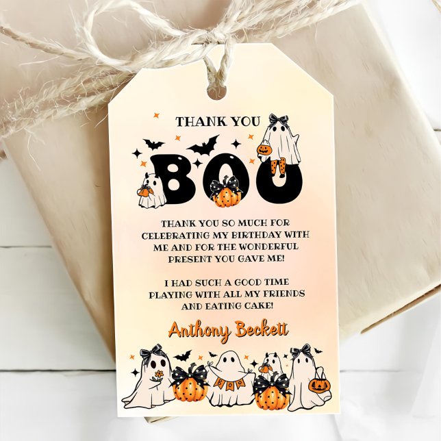 Étiquettes-cadeau Halloween Notre Petit Boo 1ère fête d'anniversaire (Créateur téléchargé)