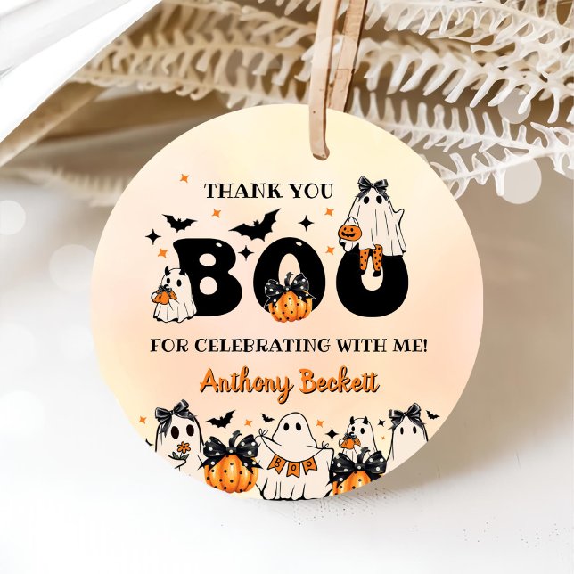 Étiquettes Cadeau Halloween Notre Petit Boo 1ère fête d'anniversaire (Créateur téléchargé)