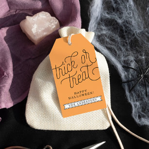 Étiquettes-cadeau Halloween personnalisé par des bonbons ou un sort