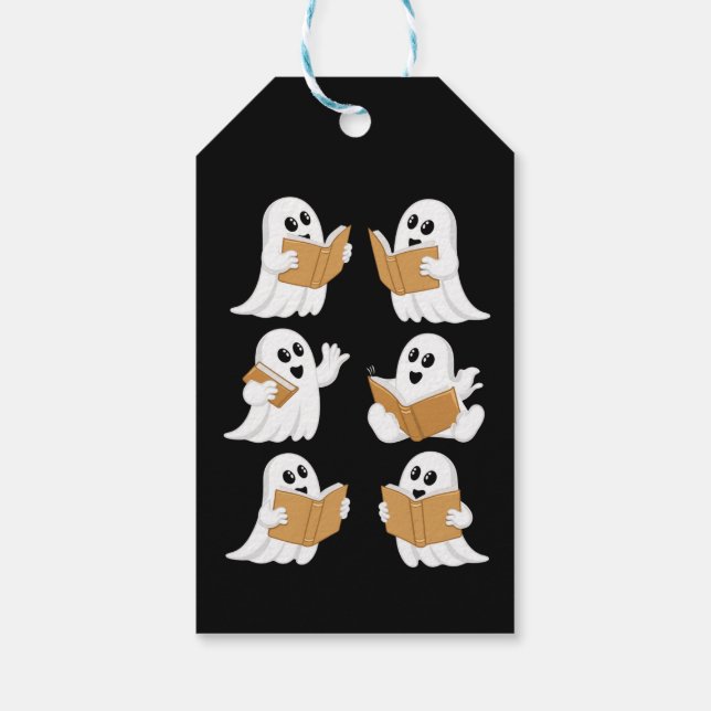 Étiquettes-cadeau Halloween Professeur Ghost Lecture Livres Librairi (Dos)