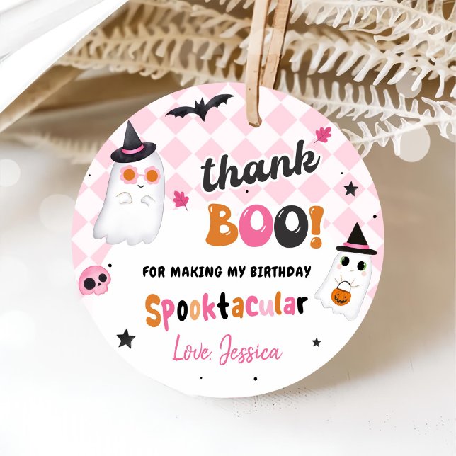 Étiquettes Cadeau Halloween rose mignon Fantôme 1er anniversaire (Créateur téléchargé)