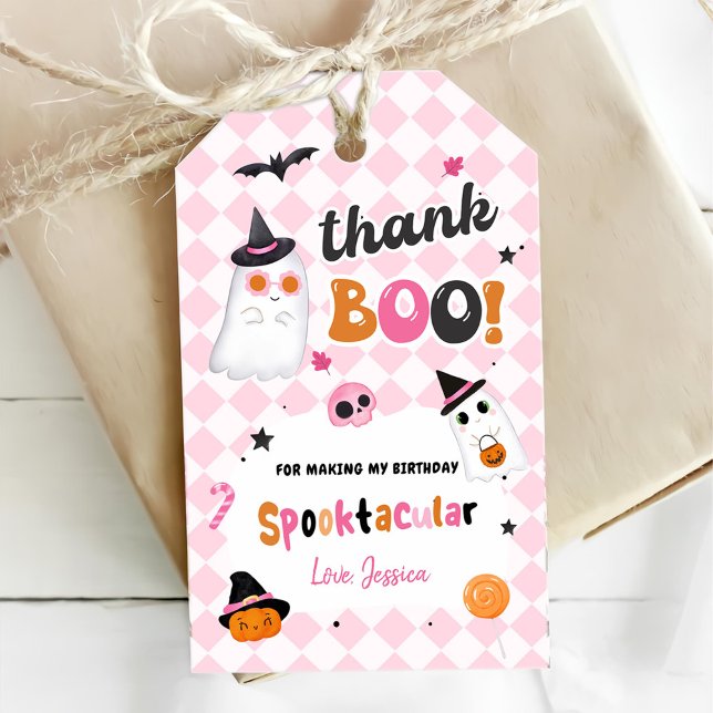 Étiquettes-cadeau Halloween rose mignon Fantôme 1er anniversaire (Créateur téléchargé)