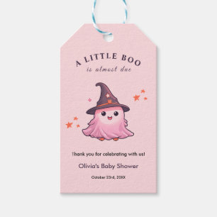 Étiquettes-cadeau Halloween rose Un Petit Baby shower Boo