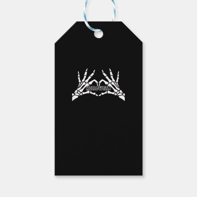 Étiquettes-cadeau Halloween - Skeleton Hands Heart (Devant)