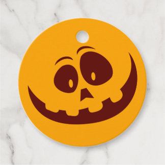 Étiquettes Cadeau Halloween Smiley face orange et Brown